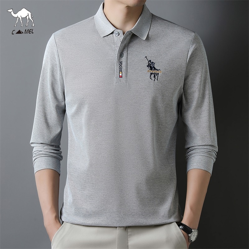 Áo Thun polo Dài Tay Thêu Chữ Thời Trang Nam Tính