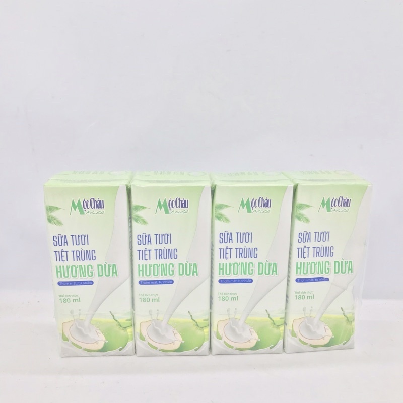 Combo 2 Lốc Sữa tươi Mộc Châu Dừa Có Đường 180ml