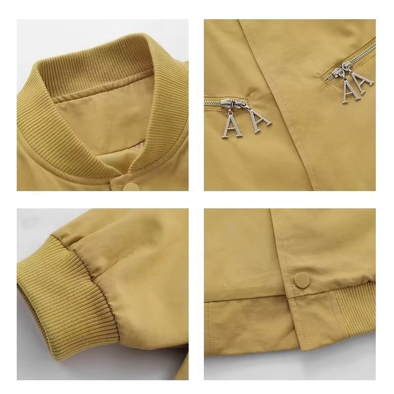 Eershenshi Áo Khoác Bóng Chày Vải Cao Cấp Phối Khóa Kéo Đơn Giản Đa Năng Hợp Thời Trang Cho Nam