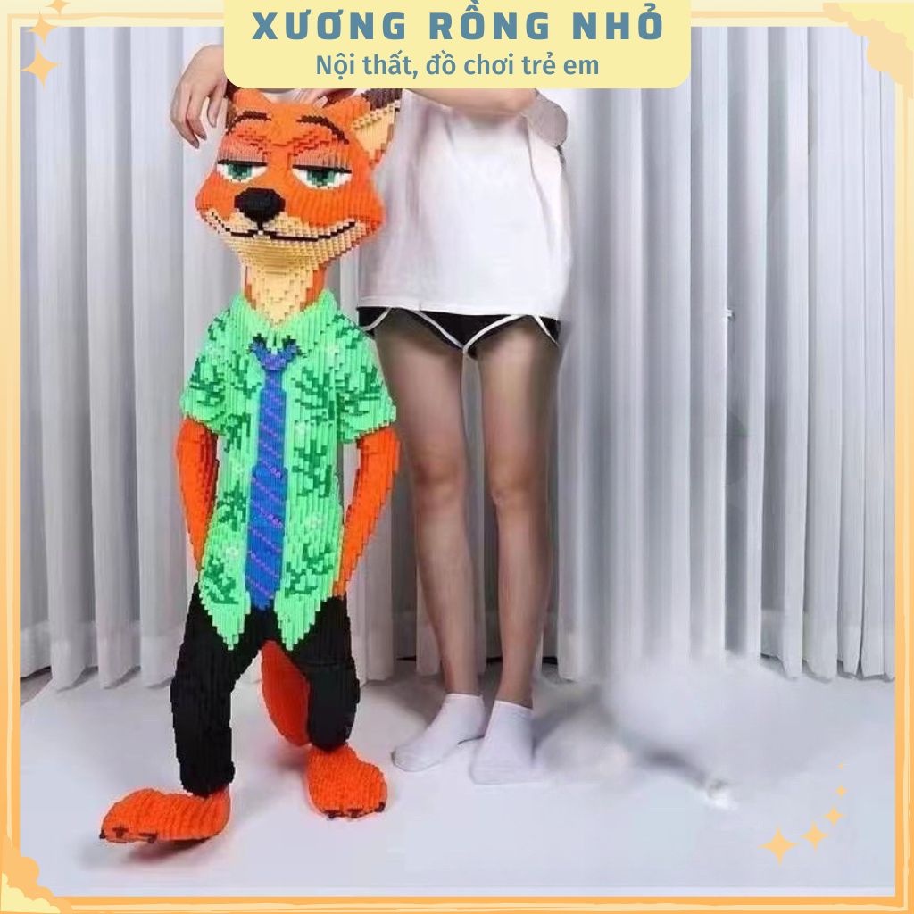 Lego cáo cảnh sát, thỏ cảnh sát 108cm tặng búa, lego cáo, thỏ 1m