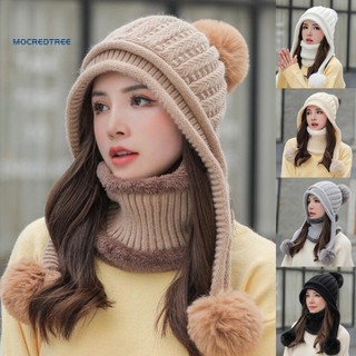 Set 2 mũ len kèm khăn choàng cổ bảo vệ tai thời trang