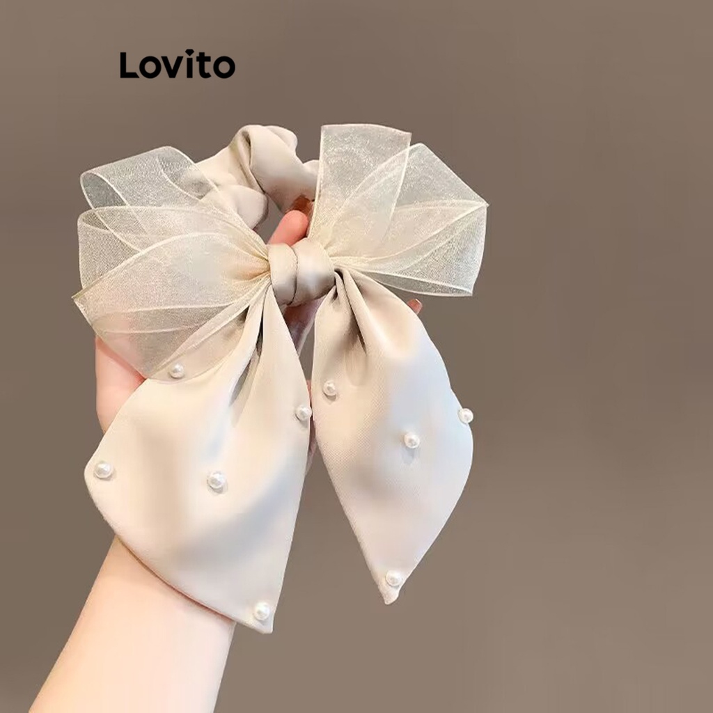 Lovito Dây buộc tóc nơ trơn thông thường cho nữ LNA32195