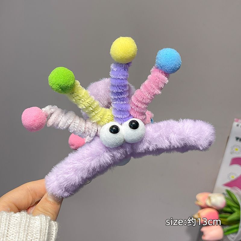 Kẹp Tóc sq3 Phủ Lông Nhung Họa Tiết Hoạt Hình Dễ Thương Vui Nhộn Cho Nữ