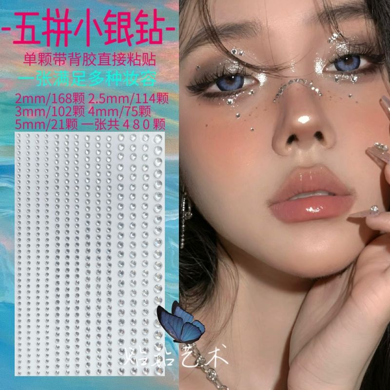 Nhãn Dán Kim Cương Trang Điểm Mặt / Mắt Không Keo Dạng Hạt Kim Cương Lấp Lánh Siêu Tiên Nữ 10.30 xx