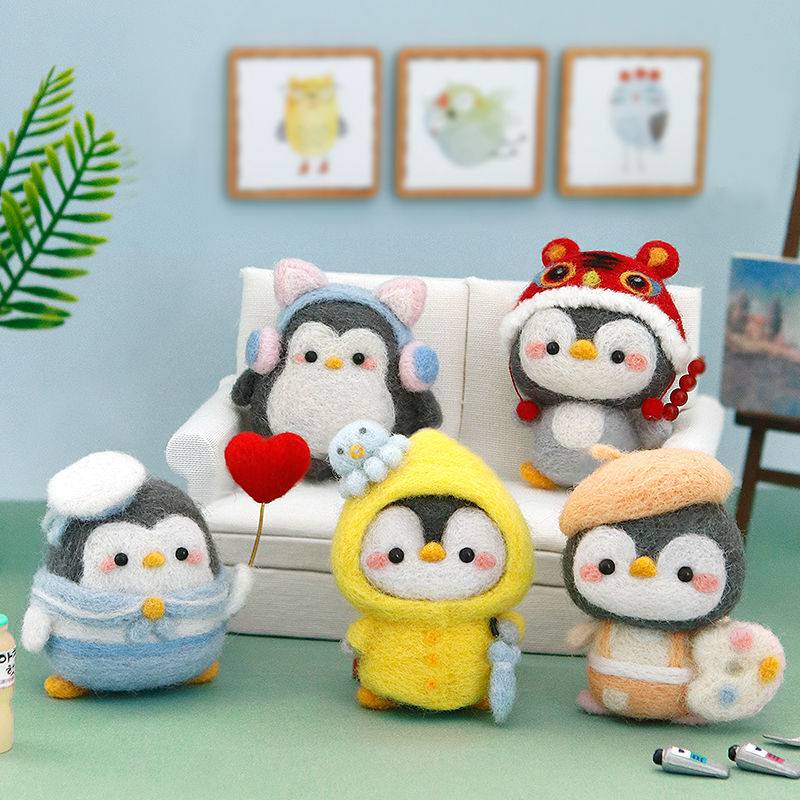 Thú Nhồi Bông Hình Chim Cánh Cụt Bằng Len Làm Thủ Công Sáng Tạo