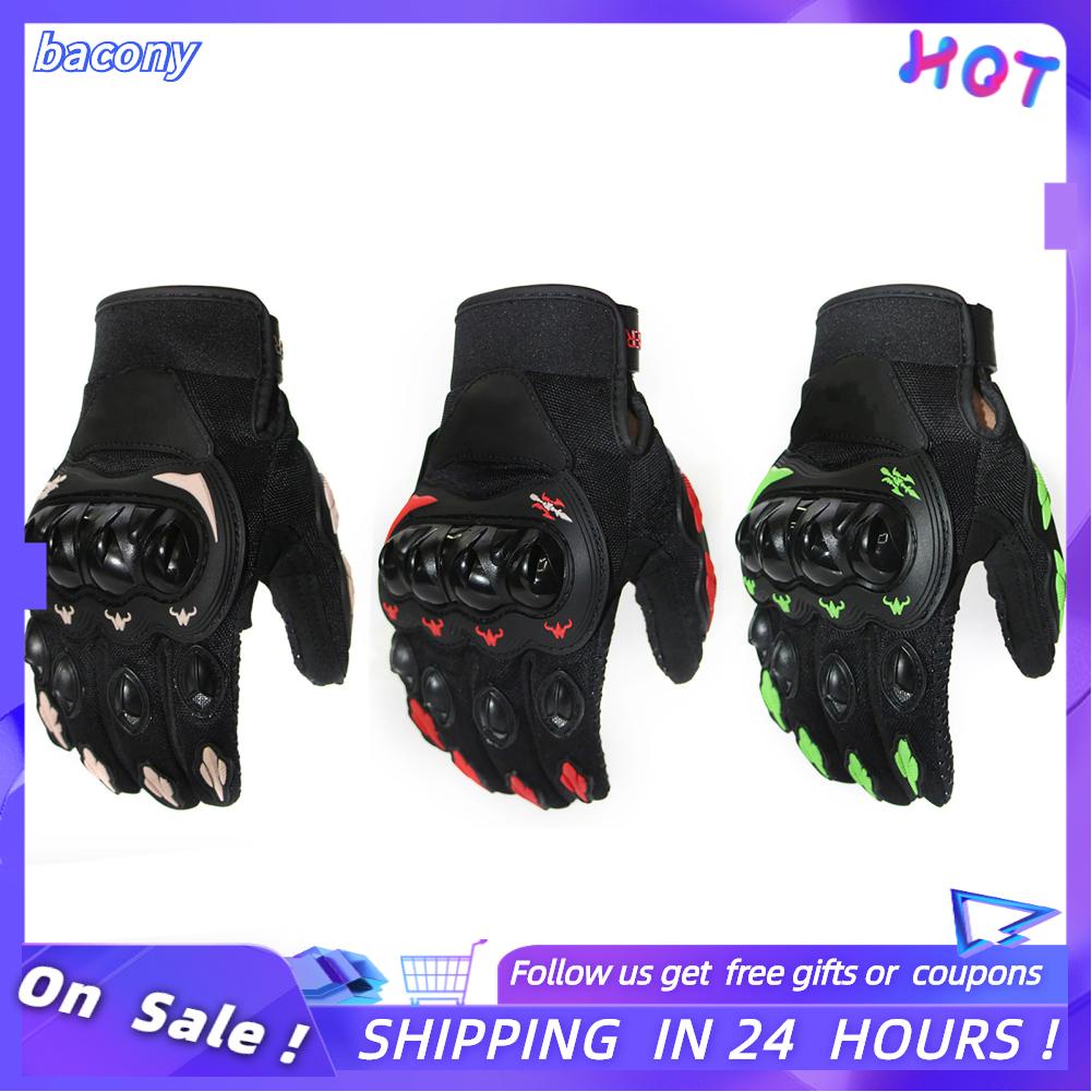 Bacony Motorcycle  Hard Knuckle Powersports Racing Full Finger  Slip for Outdoor Sports
