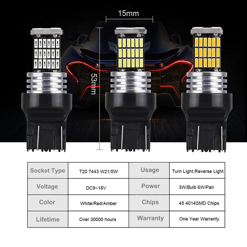 1 Đèn led Tín Hiệu Đuôi Xe Hơi t20 7443 7440 led w21w w21 / 5w wy21w 12v