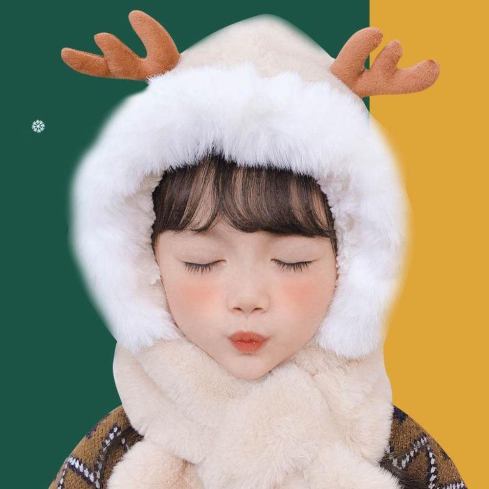 Shanhai set Mũ Trùm Đầu Và Khăn Choàng Cổ Bằng Vải Dệt Kim Màu Trơn Họa Tiết Hoạt Hình one piece Phong Cách Hàn Quốc Dành Cho Trẻ Em