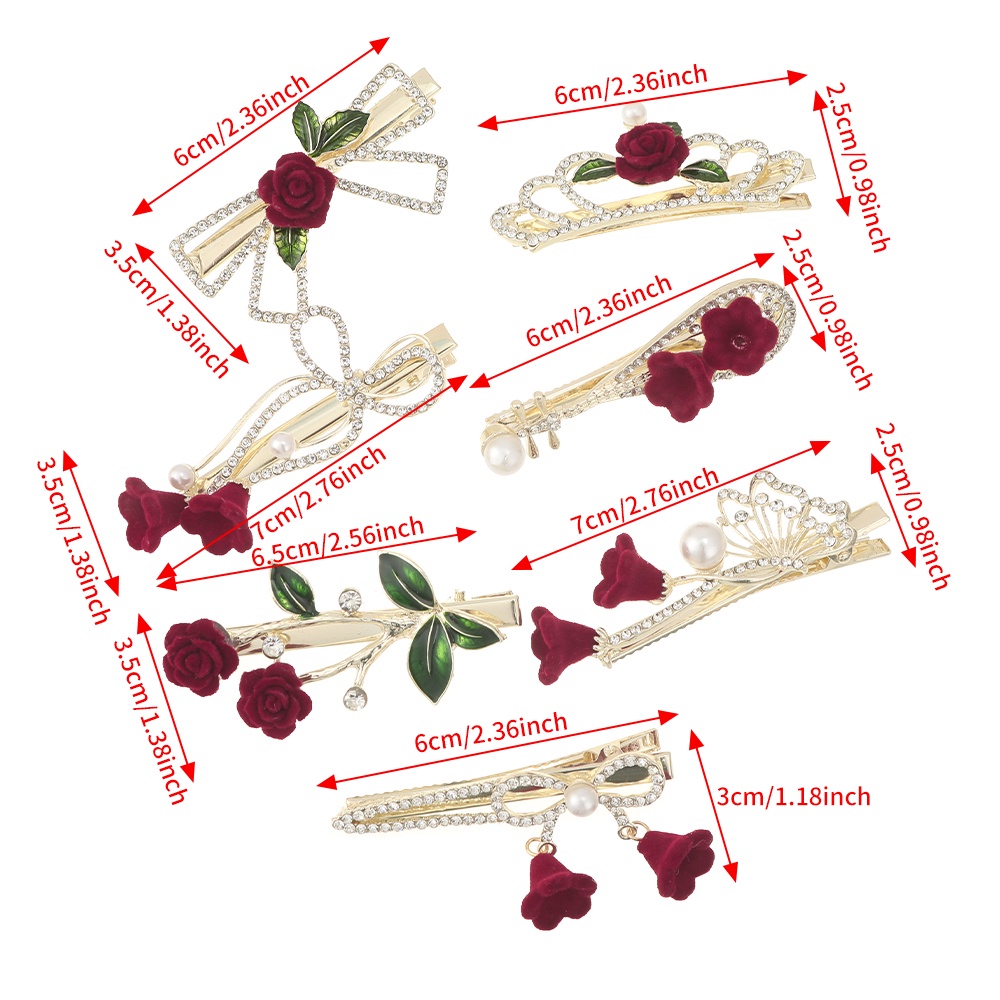 Kẹp TóC HìNh Hoa HồNg ĐíNh Kim Cương Giả ThờI Trang Cho Nữ CHLINS