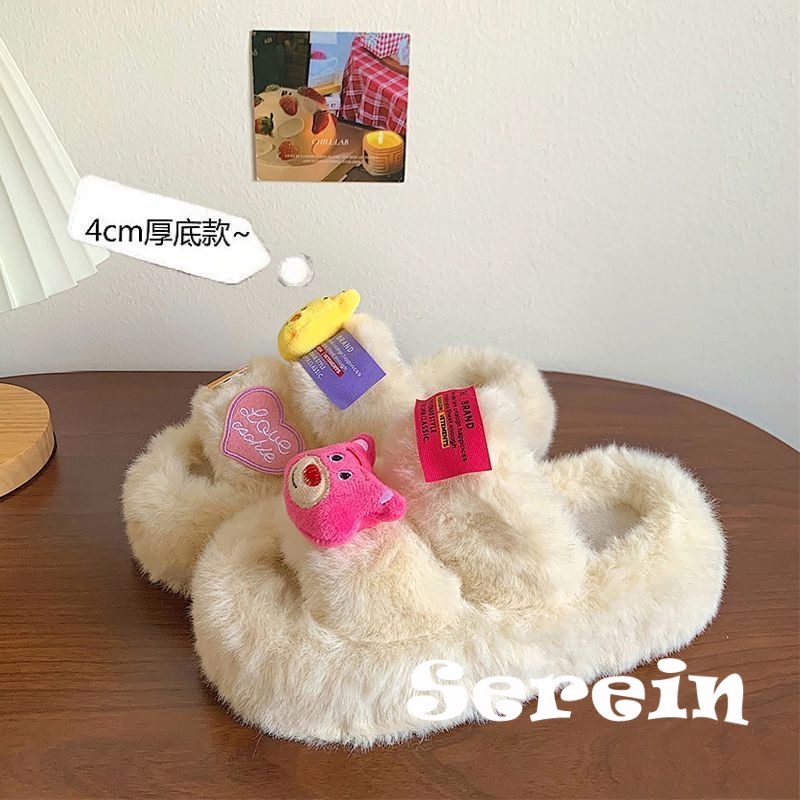 Serein  dép lông dép bông Đế Dày dép quai hậu đế cao 2023 hot trend Đường may tỉ mỉ Thể thao và thời trang Thời thượng Phong cách đơn giản FMR23B0410 44Z231103