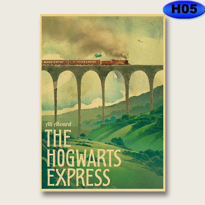 Poster Phim harry potter Màu Đen Treo Tường Trang Trí Phòng Phong Cách retro