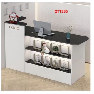 Quầy tiếp tân, thu ngân gỗ MDF QTT335 ( Không đèn), VĐ Smart Furrniture NỘI THẤT LẮP RÁP VIENDONGADV