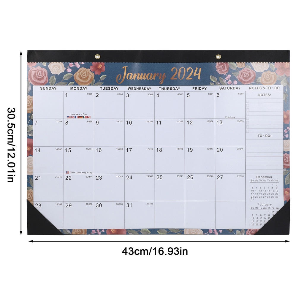 Lịch Để Bàn jan 2024 - dec 2024, 12 Tháng Để Bàn Kích Thước 17 "x 12"
