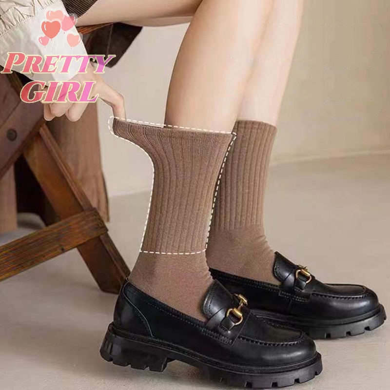 Vớ cotton Cổ Điển Màu Trắng Đen Phong Cách Nhật Bản Cho Nữ