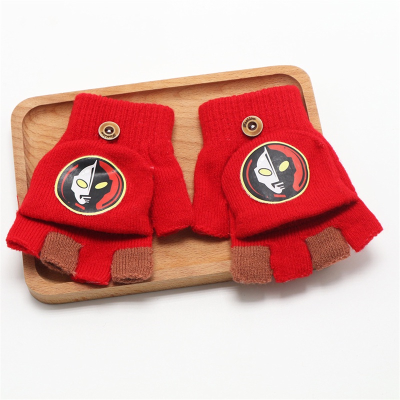 SUPER KIDS Găng Tay Hở Ngón Chống Lạnh Dày Dặn Cho Bé Trai Và Bé Gái Dễ Thương