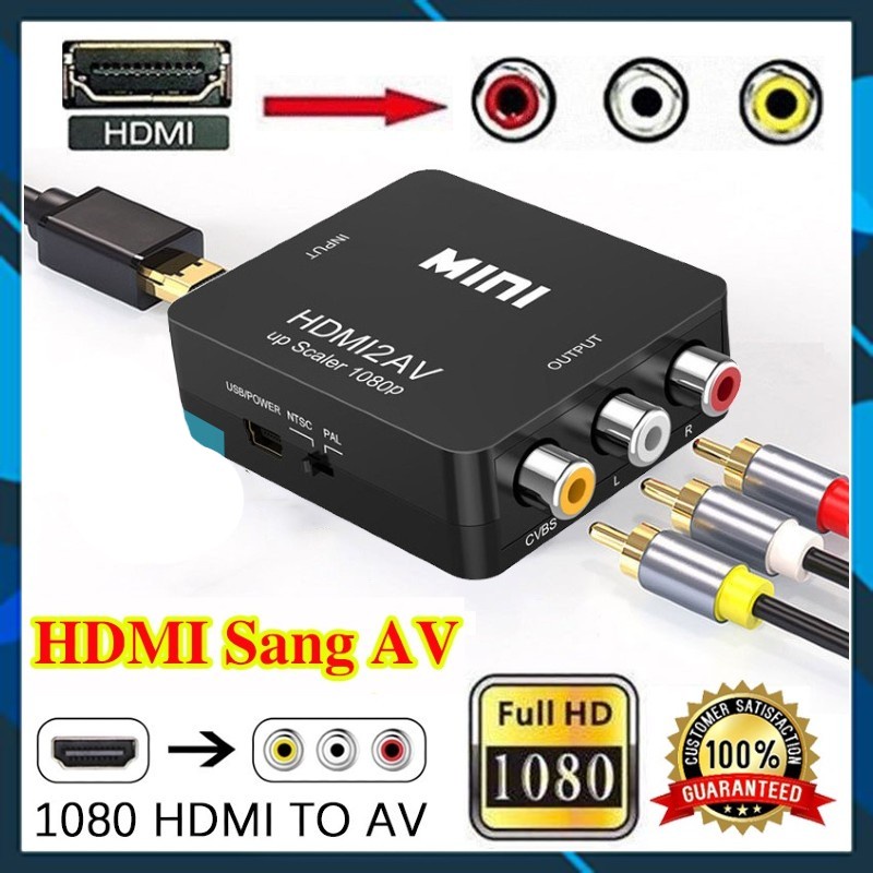 [HDMI to AV] Bộ chuyển đổi Video HDMI sang AV 1080p Công cụ chuyển đổi tổng hợp Tương thích HDMI với