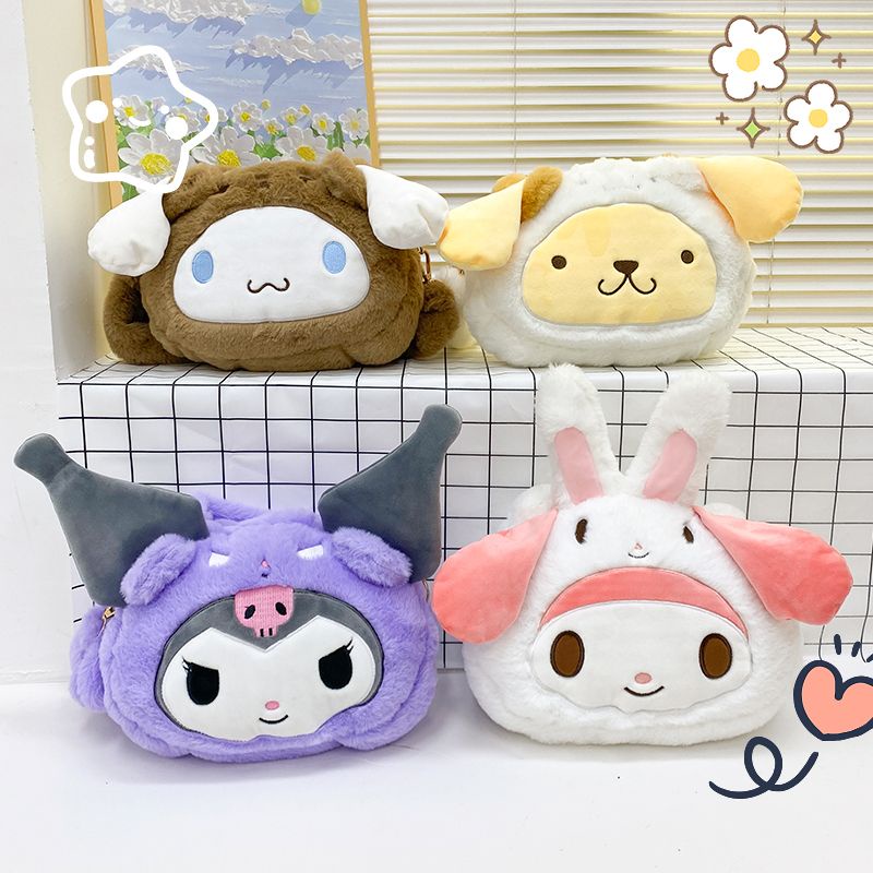 Túi Đeo Chéo Vai sanrio Bằng Vải Bông Họa Tiết Hoạt Hình Dễ Thương Dàn