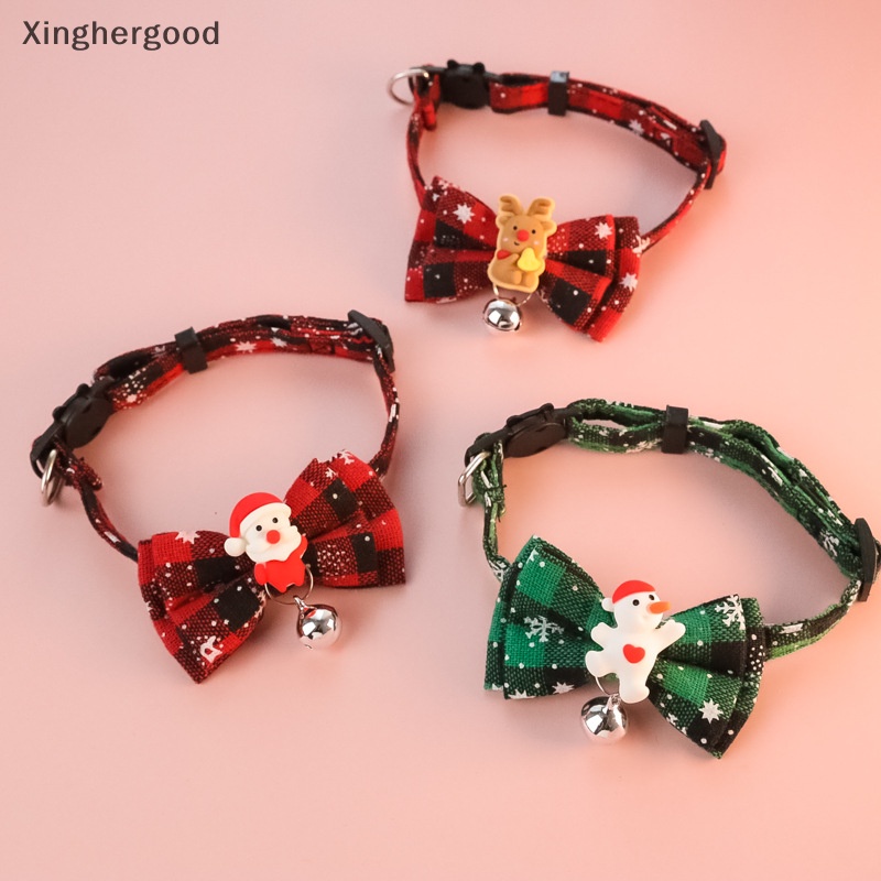 Vòng Cổ Hình Cây Thông / Tuần Lộc / Người Tuyết Có Chuông Trang Trí Giáng Sinh Cho Thú Cưng xinghergood xhg