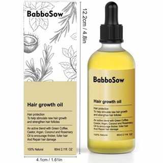 Veganic Natural Hair Growth Oil, Rosemary Oil for Hair Growth Organic, Hair Growth Oil for Dry Damaged Hair and Growth Thin Hair 60ml