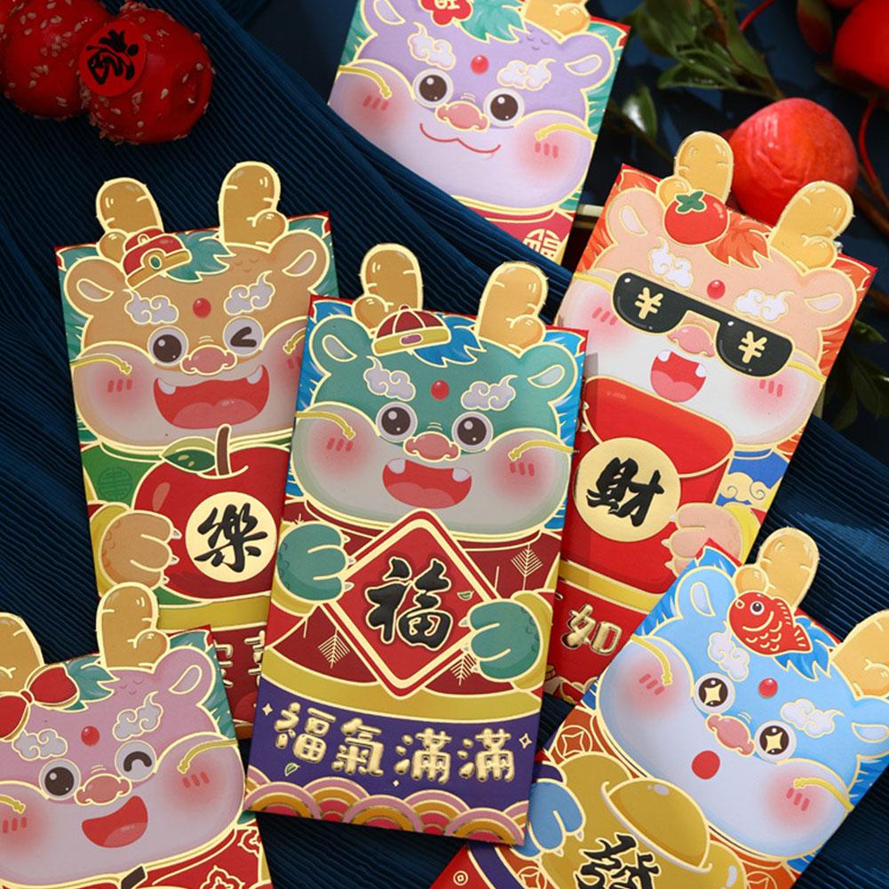 Bao Lì Xì Năm Mới 2024 Họa Tiết Rồng Đỏ Dễ Thương