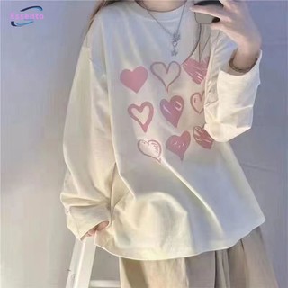 Áo thun nữ dài tay mới phong cách Hàn Quốc hàng đầu dài tay dành cho sinh viên Quần legging dáng rộng phong cách Hàn Quốc