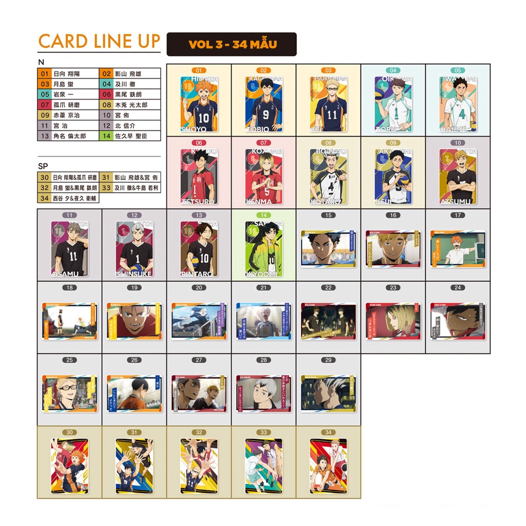 Pack thẻ nhân phẩm bánh xốp Haikyuu! wafer chính hãng - Wafer card Haikyu
