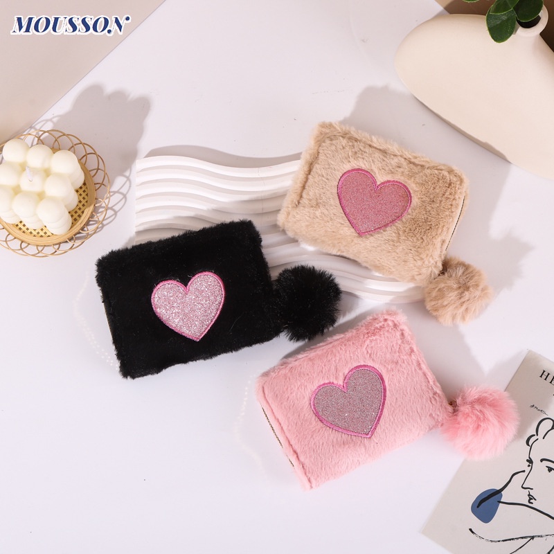 MOUSSON  Ví nữ thời trang sang trọng tình yêu Hộp đựng thẻ lưu trữ màu trơn