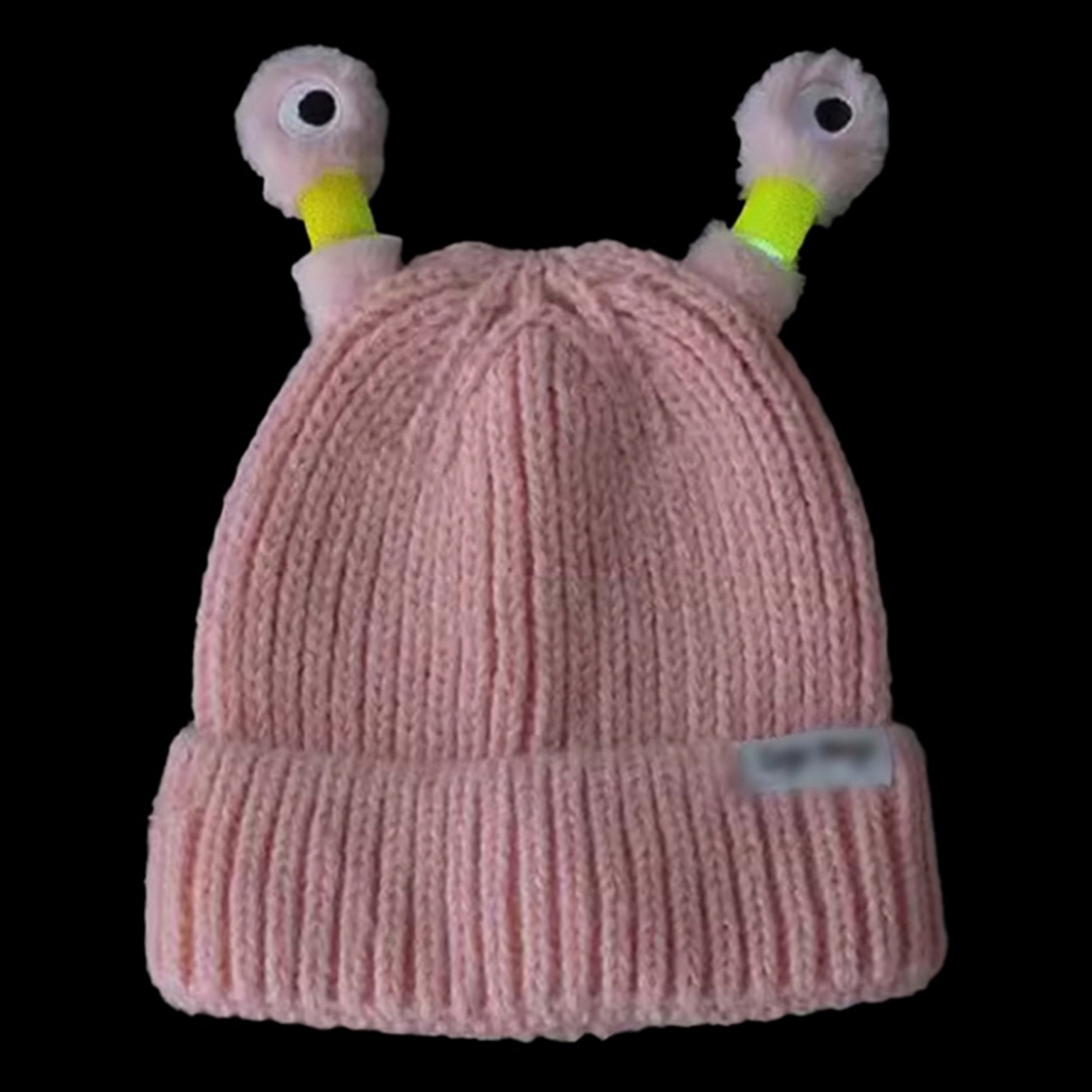 Mũ Len beanie Dệt Kim Có Đèn led Phát Sáng Hình Đôi Mắt Dễ Thương Vui Nhộn Chống Mài Mòn Giữ Ấm Mùa Đông Châu Á Yêu Thích Của Người Mua Sắm