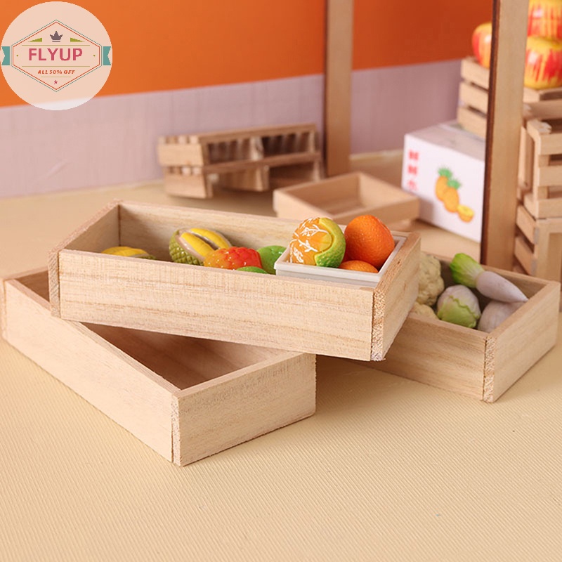 Giỏ Gỗ mini Đựng Trái Cây / Rau Củ Quả Trang Trí Nhà Búp Bê vn