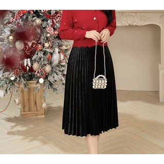 Chân váy nhung đen dập ly 33005b93 toson