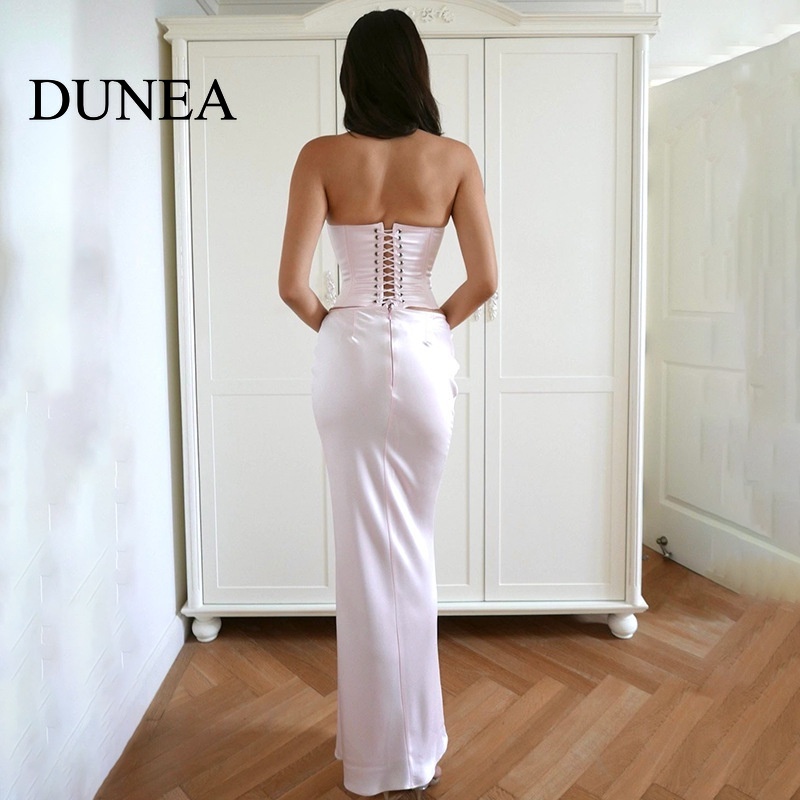 Đầm bodycon dài DUNEA vải satin thời trang gợi cảm dành cho nữ