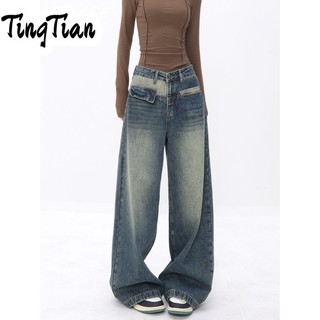 TINGTIAN quần_ống_rộng quần  nữ jean American vintage jeans 2023 NEW AG081022