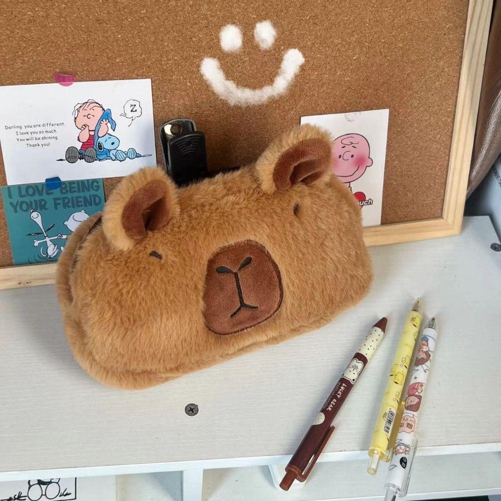 Lanfy Túi Đựng Bút Hình Búp Bê capybara Nhồi Bông Mềm Mại