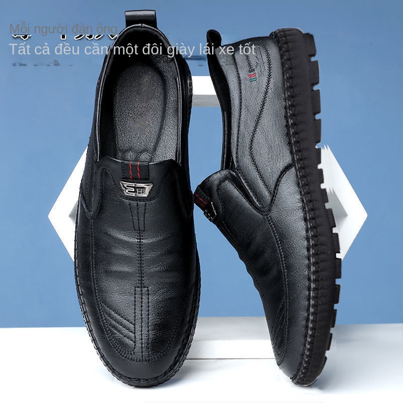 Giày Lười Da Đế Mềm Chống Trượt Thoáng Khí Thời Trang Cho Nam