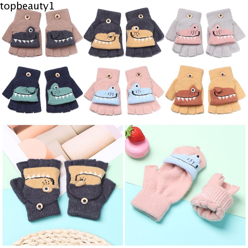 1 Đôi Găng Tay Hở Ngón Hình Khủng Long Dễ Thương Cho Bé 5-12 Tuổi