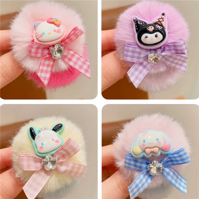 SANRIO Băng Đô Bằng Da Phủ Lông Không Làm Tổn Thương Tóc Cho Bé Gái