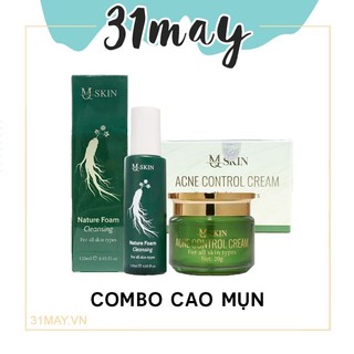 Combo kem face mụn sâm vàng + sữa rửa mặt mq skin chính hãng hỗ trợ dưỡng trắng da mờ thâm mụn