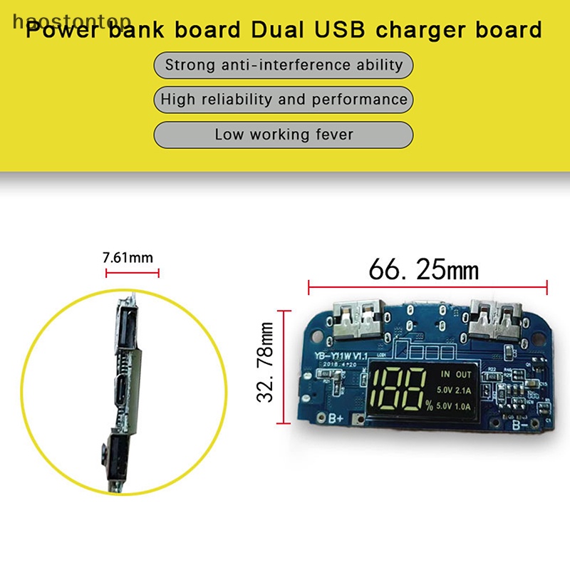 Haostontop Bảng Mạch Sạc usb Kép 5v2.1a 5v1a 18650 Phù Hợp Với Nhiều Thiết Bị usb vn