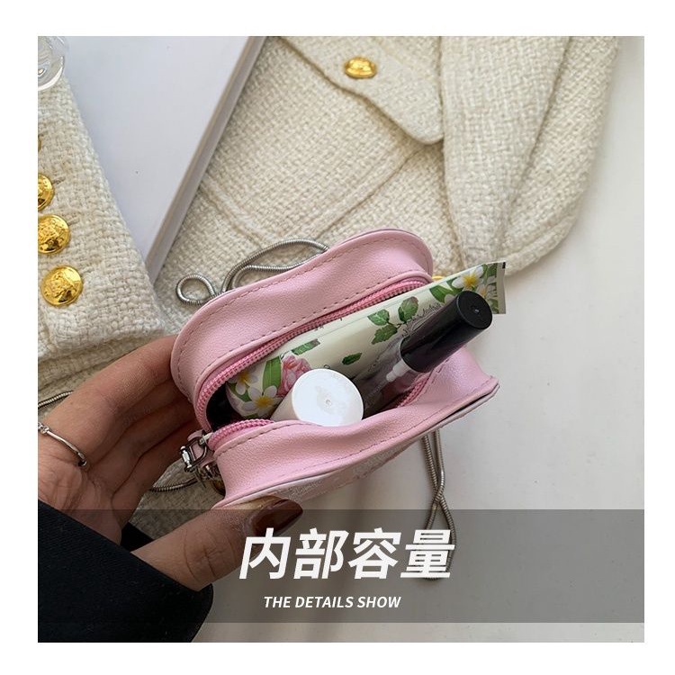 Túi Đeo Chéo mini Màu Đen Họa Tiết Hoa Xinh Xắn Thời Trang 2023 Cho Nữ