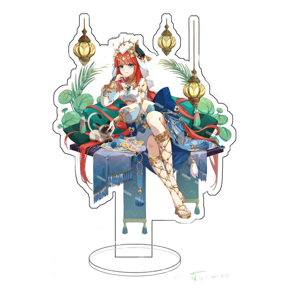 Trò chơi tác động Genshin mới Chân đế hoạt hình hai chiều Trang trí máy tính để bàn Sấm sét Tướng, Giá đỡ Ganyu, Vật tra