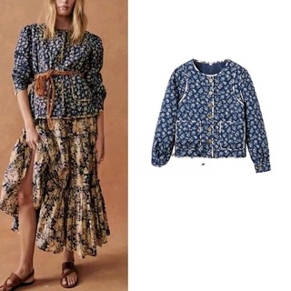Za áo khoác nhồi bông vải cotton in họa tiết thời trang thu đông1739640