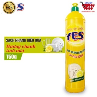 Nước rửa chén yes 750g siêu sạch hương chanh/ hương trà