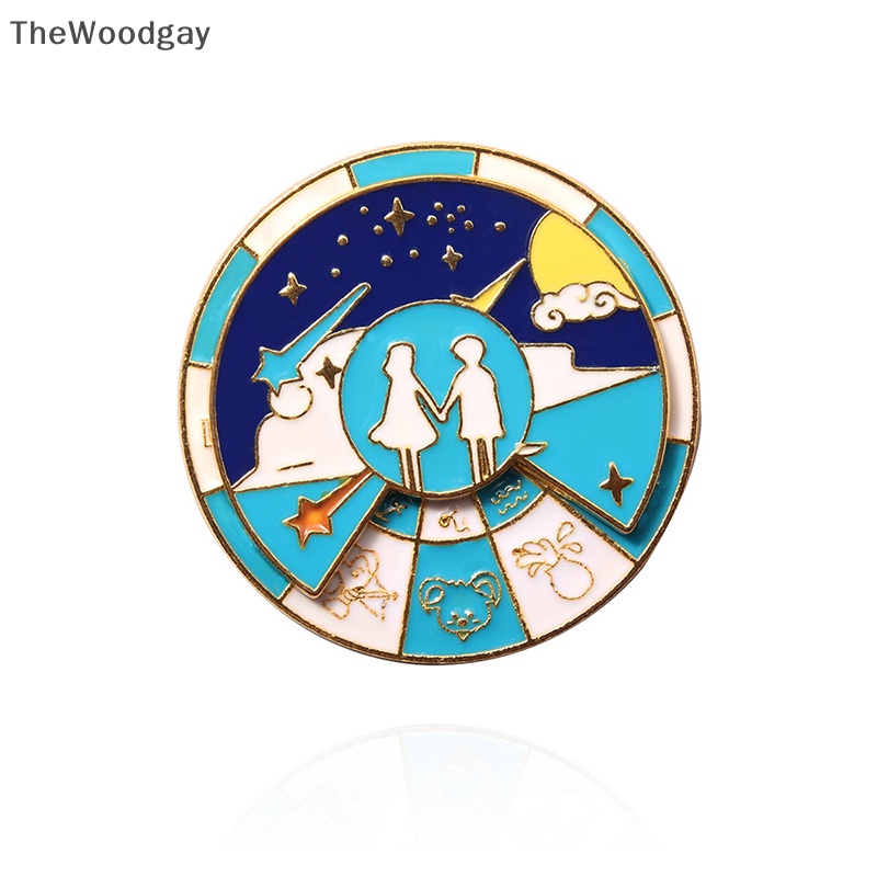 Ghim Cài Áo Bằng Kim Loại Hình Cung Hoàng Đạo Hai Lần Có Thể Xoay Được Dành Cho Cặp Đôi