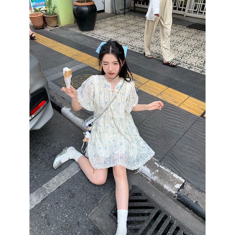 Đầm Búp Bê Phối Ren Một Mắt Có Nút Cài Thủ Công Phong Cách mori first love | BigBuy360 - bigbuy360.vn