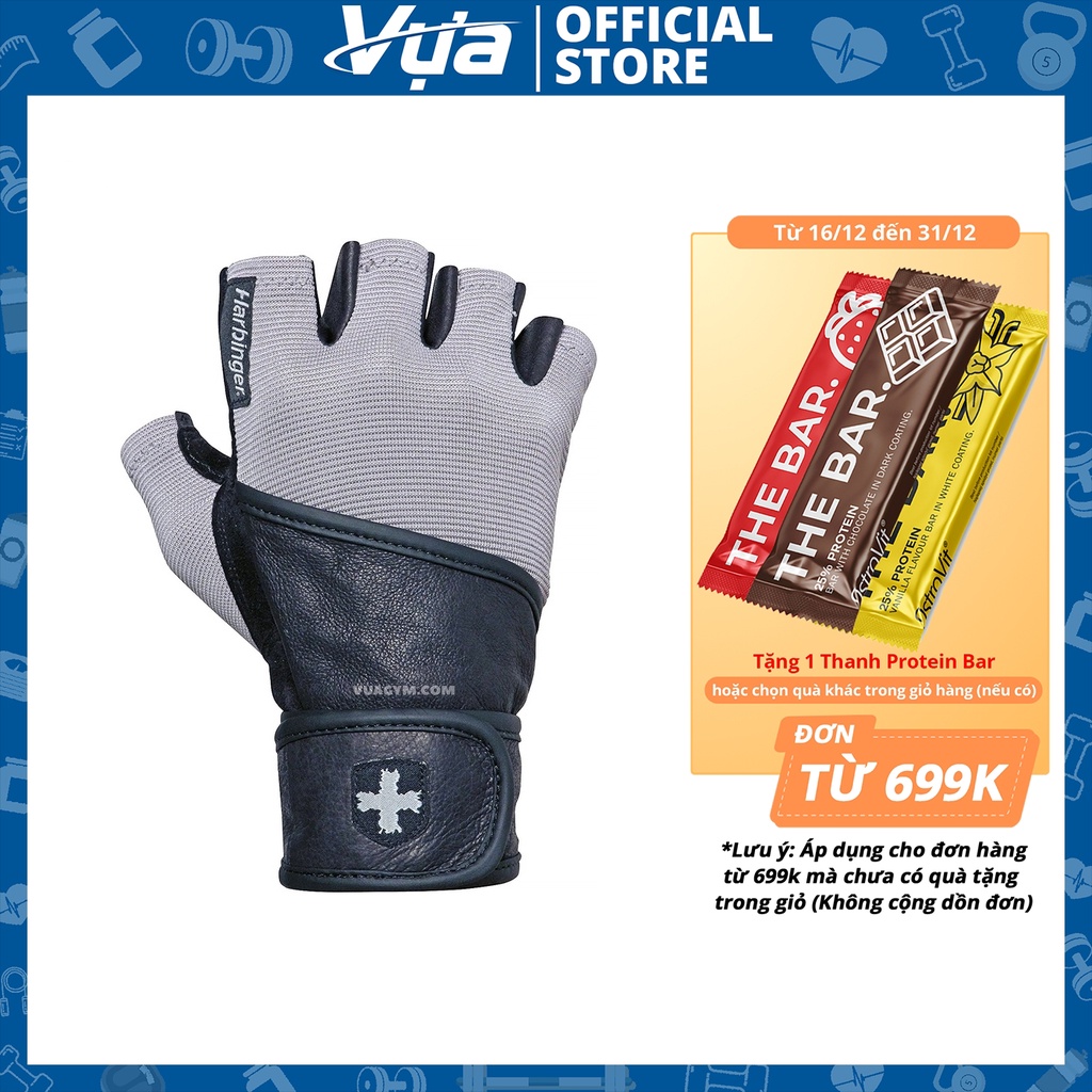 Găng Tay Harbinger - Classic WristWrap Gloves (1 cặp) - Hỗ Trợ Tập Gym Chuyên Nghiệp, Bảo Vệ Cổ Tay, Chính Hãng