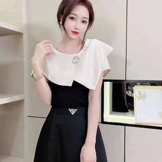 Áo Thun Tay Ngắn Cổ Bèo Ôm Dáng Thời Trang Cao Cấp Dành Cho Nữ