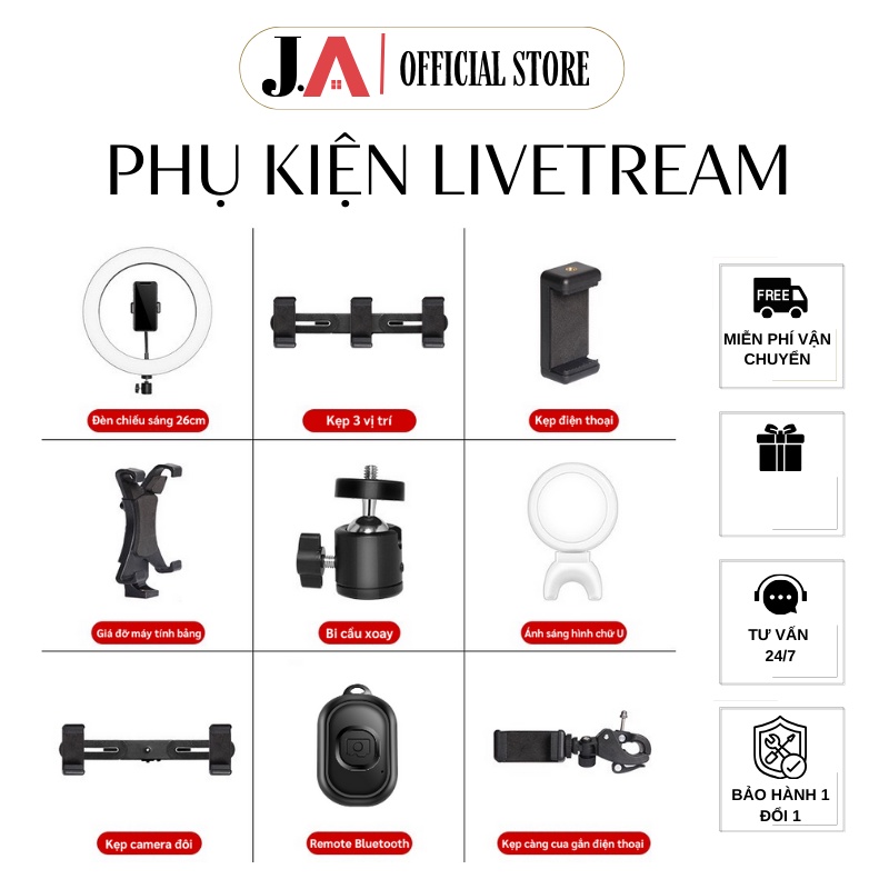 Phụ Kiện Giá Đỡ Cho Điện Thoại, Máy Ảnh, Đèn Livestream, Tripod, Chân Livestream chất lượng cao (JA 