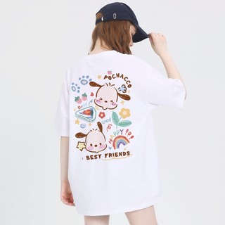 Áo thun nữ form rộng 100% cotton cổ tròn in basic