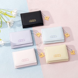 Ví da PU PIERRE LOUES gập nhiều ngăn đựng thẻ in họa tiết hoạt hình dễ thương cho nữ