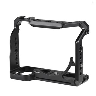 Andoer Camera Cage Aluminum Alloy Video Cage with Cold Shoe Mounts Numerous 1/4 Inch Screw Holes Replacement for  A7IV/ A7M4/ A1/ A7R4/ A7S3